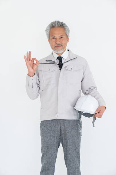 portrait of senior asian businessman, construction worker