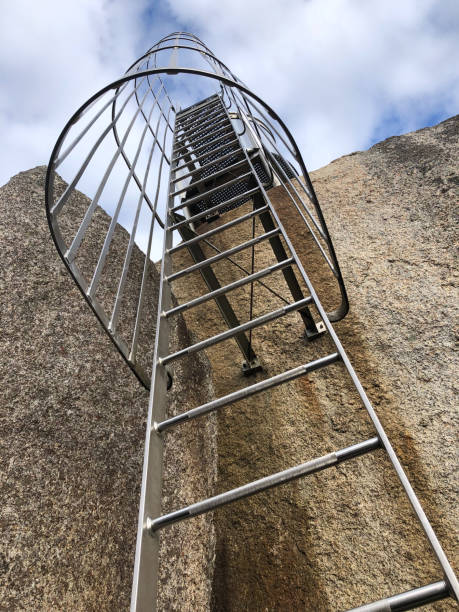 istock Cage ladder up a cliff 2161558812