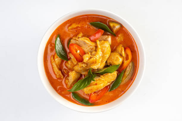 istock Chicken red curry isolated on white background. 2161561222
