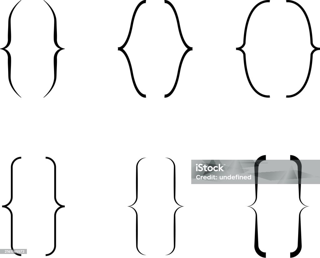 Graphical Brackets Curly Braces Double Symmetric Brackets Vector Typography Symbols Pair ...