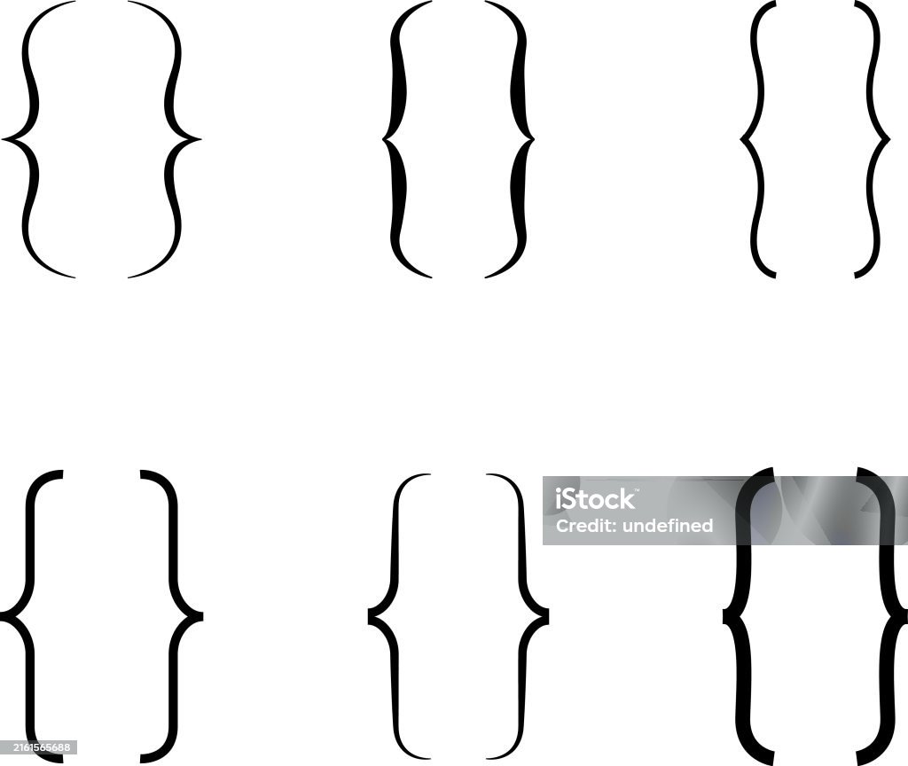 Graphical Brackets Curly Braces Double Symmetric Brackets Vector Typography Symbols Pair ...