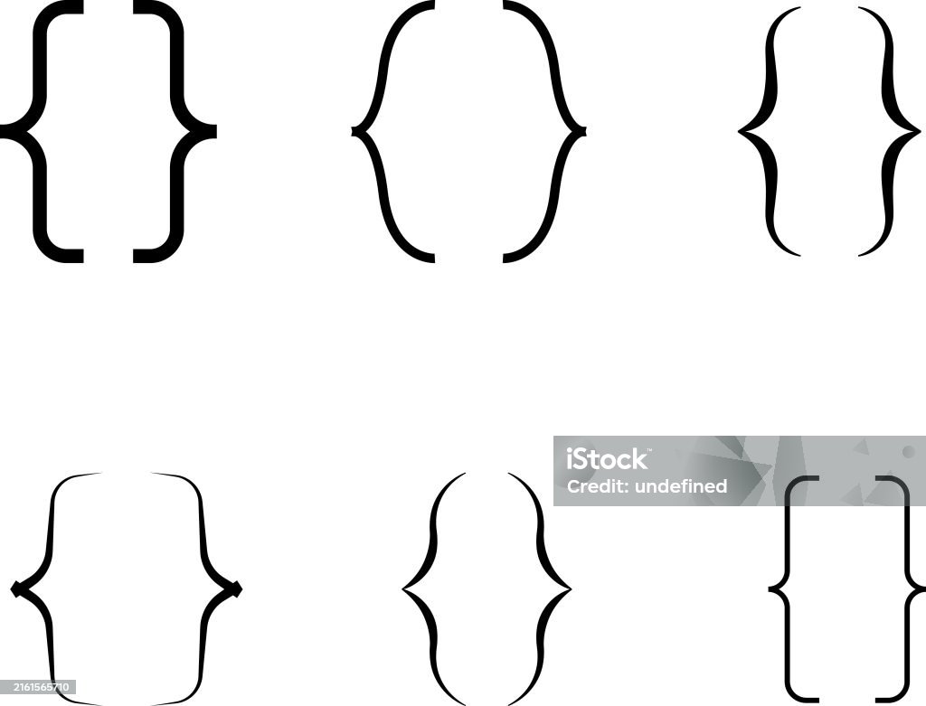 Graphical Brackets Curly Braces Double Symmetric Brackets Vector Typography Symbols Pair ...