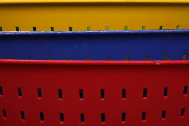 Overlapping colorful plastic chair backrest background