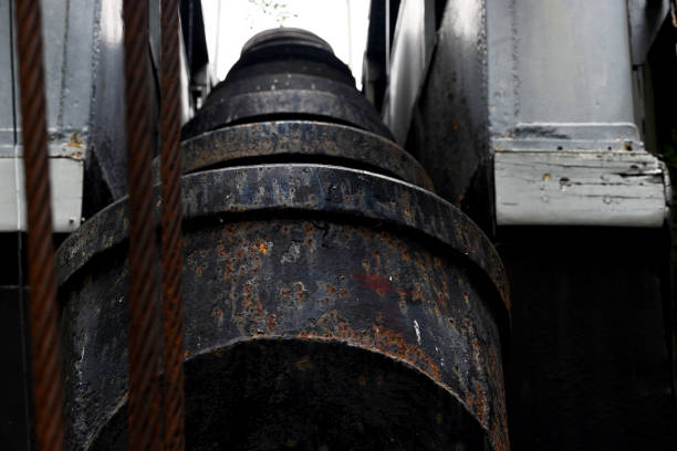 The old abandoned dredger looks sad in the atmosphere.