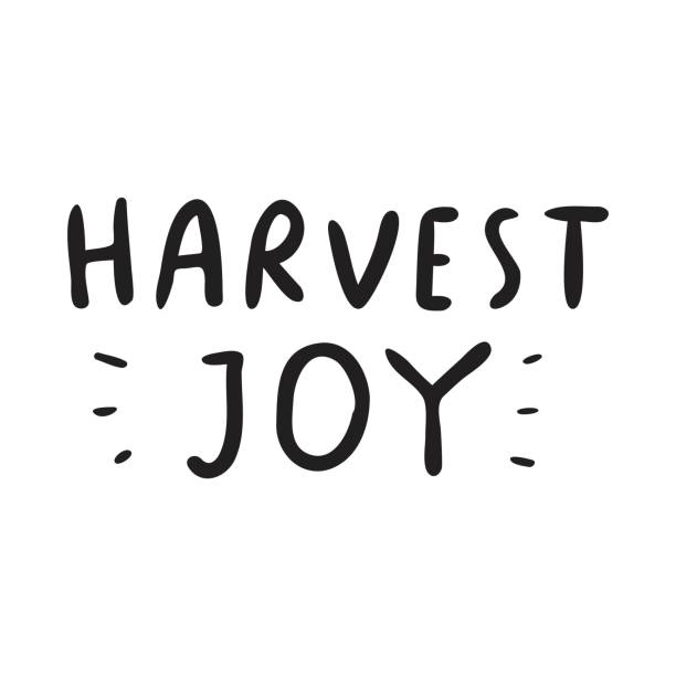 Handwriting phrase - Harvest joy. Vector graphic design on white background. handwriting font not script stock illustrations