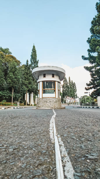 istock Low angle view. An old-styled surveillance point at junction 2161575598