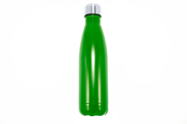 istock A metal water bottle isolated on white background close-up view single object concept 2161578800