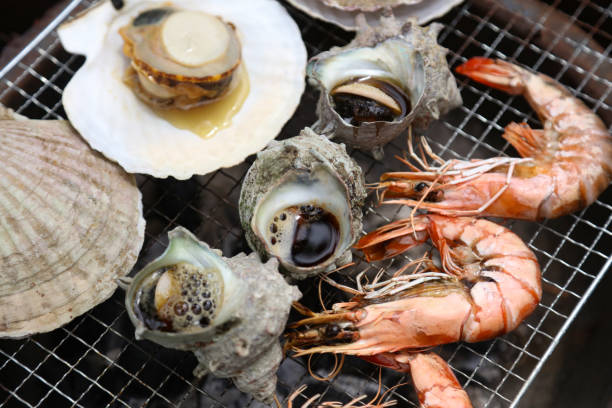 istock Seafood grilled over charcoal 2161579345