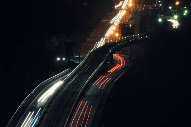 istock Night traffic on the bridge. 2161579844