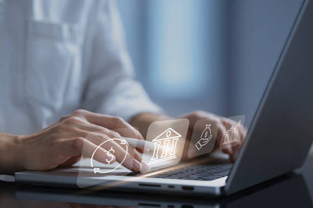 istock Businessman using laptop analyzing sales data and economic. Business strategy 2161583515