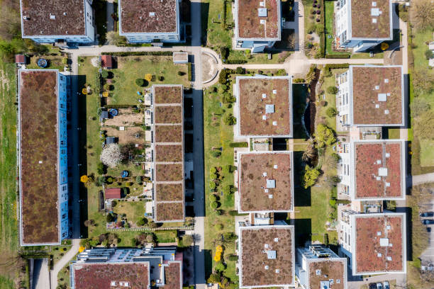 istock Apartment buildings, top down view 2161584053