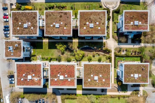 istock Apartment buildings from above 2161585037