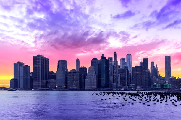 istock Manhattan skyline in New York at sunset 2161585711