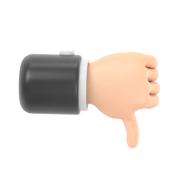 istock Cartoon Gesture Icon Mockup.Dislike, negative, bad feedback or disagreement concept. 3D rendering on white background. 2161588128