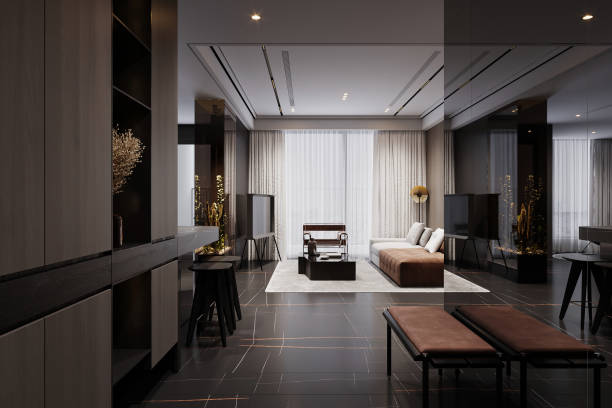 istock Interior design in a modern house, shoe cabinet, tool, and aquarium. 2161588314