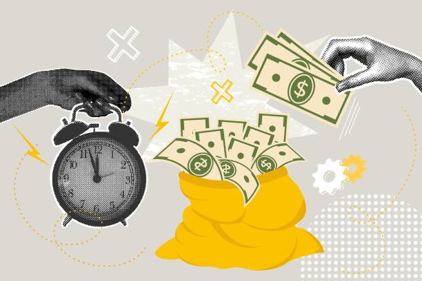 istock Trendy halftone business concept collage. Concept of idea, savings, financial planning,financial profit. Trendy modern retro illustration. 2161589624