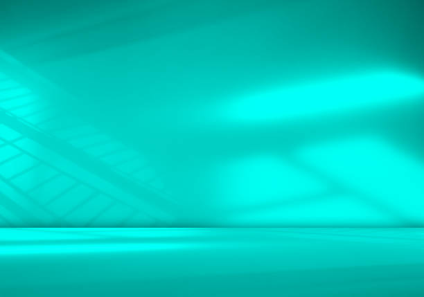 istock Background teal abstract shadow gradient room studio product floor wall green overlay leaf blur cement Mockup presentation fashion cosmetic backdorp scene loft minimal template empty simple 2161590278
