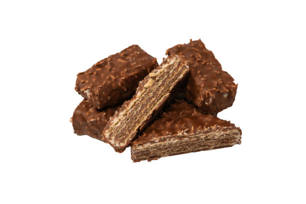 istock Chocolate coconut wafer bar isolated on white background. 2161590497