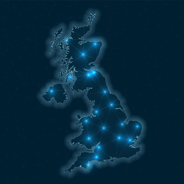 istock United Kingdom network map. Abstract geometric map of the country. Digital connections and telecommunication design. Glowing internet network. Stylish vector illustration. 2161590981