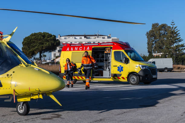 istock Paramedics working at the air medical base. 2161598129