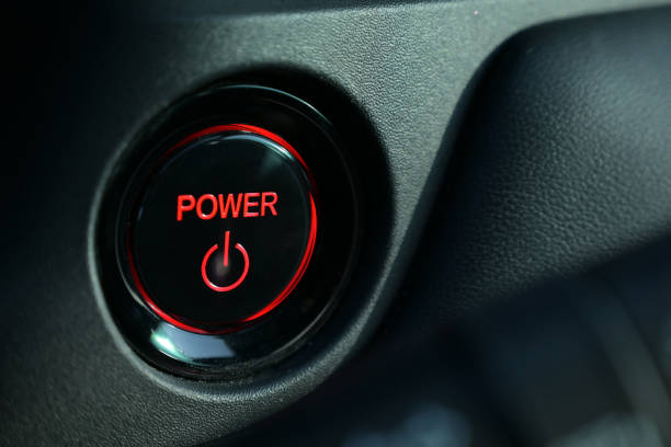 istock push start power engine system button of electric vehicle car 2161598941