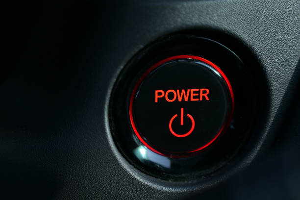 istock push start power engine system button of electric vehicle car 2161599645