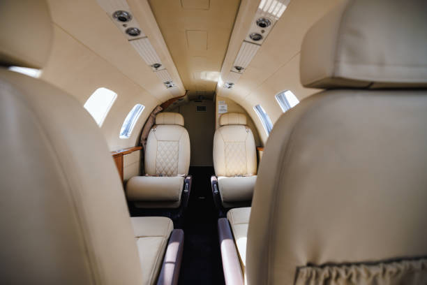 istock Luxury Private Jet Interior with Plush Leather Seats 2161602477