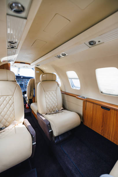 istock Luxury Private Jet Interior with Premium Leather Seats 2161602479
