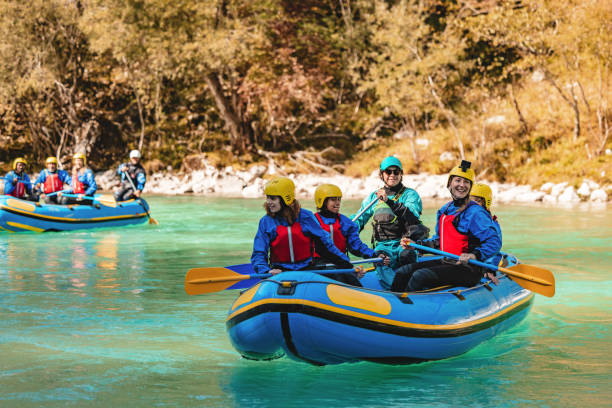 istock Family Adventure Rafting with Guide on Turquoise River 2161603432