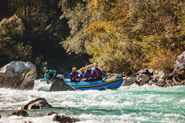 istock Family Adventure Rafting with Guide on River Rapids 2161603449