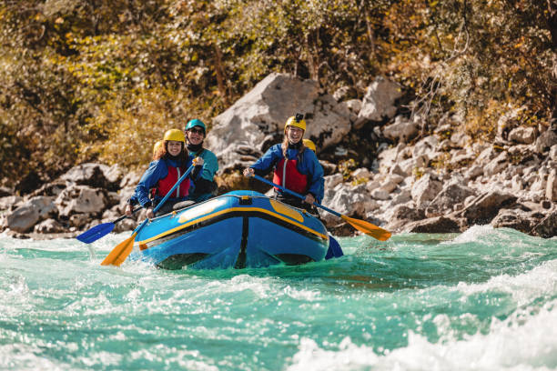 istock Family Enjoying White Water Rafting Adventure with Guide 2161603451