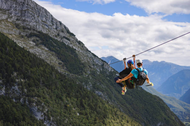 istock Zip Lining Adventure in Mountainous Landscape 2161605293