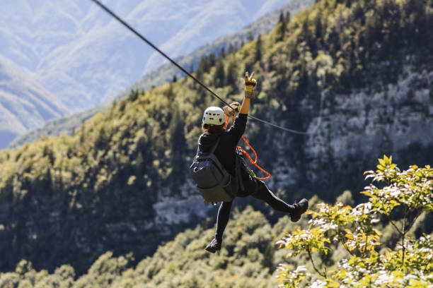 istock Zip Line Adventure in Mountainous Landscape 2161605389