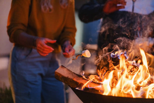 istock Young Adults Enjoying Marshmallow Roasting over a Campfire at Dusk 2161607213