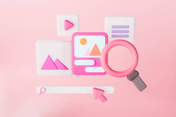 istock 3D render of pink search bar and magnifying glass with webpages 2161608623