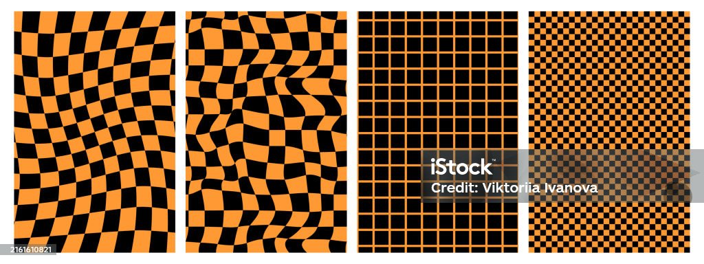 Groovy Checkered Patterns Stock Illustration - Download Image Now ...