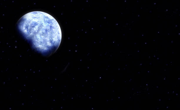 istock Illuminated blue moon surrounded by stars on black 2161616667