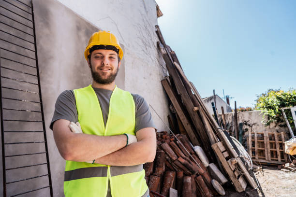 istock Portrait of construction worker on a construction site 2161616871