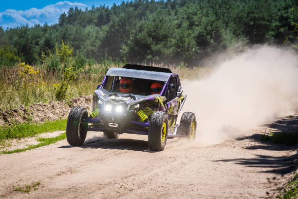 istock Outdoor activities UTV buggy on dusty track. 4x4, extreme, adrenalin 2161617737