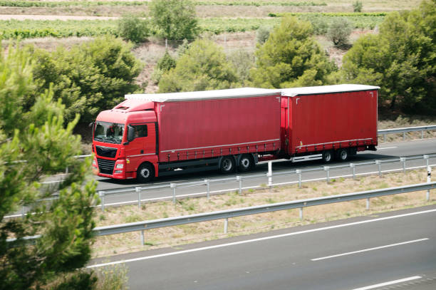 istock Truck with double trailer 2161618486