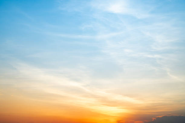istock Beautiful , luxury soft gradient orange gold clouds and sunlight on the blue sky perfect for the background, take in everning,Twilight, Large size, high definition landscape photo 2161619740