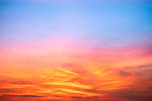 istock Beautiful , luxury soft gradient orange gold clouds and sunlight on the blue sky perfect for the background, take in everning,Twilight, Large size, high definition landscape photo 2161619879