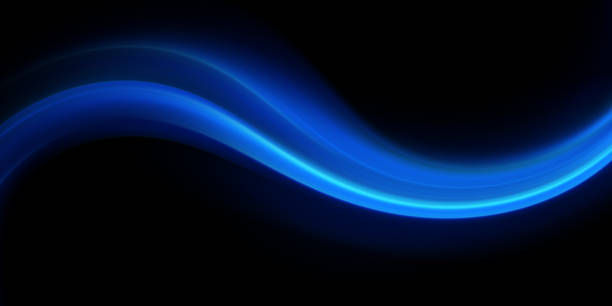 istock Abstract shiny color blue wave design element on dark background. Science design 2161620550
