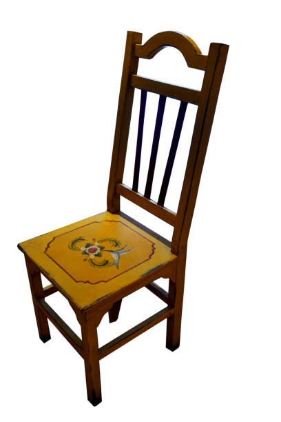 rustic greek style wooden chair isolated