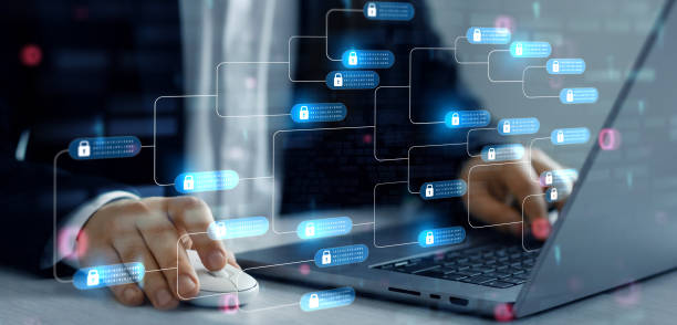istock Blockchain financial with chain of encrypted blocks to secure datum, cryptocurrency  and bitcoin for online wallet,payments and money transaction. 2161627731