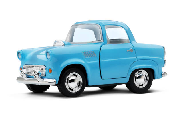 istock Front and Left Side View of Blue Toy Car on White Background 2161627894