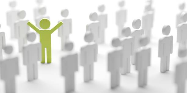 Different person in a crowd. Unique individuality concept 3d rendering
