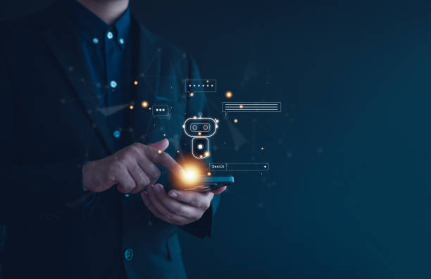 istock Artificial Intelligence. Chatting with an intelligent ai asks for the answers he wants.Business, modern technology, internet and networking concept.chat with AI. 2161630284