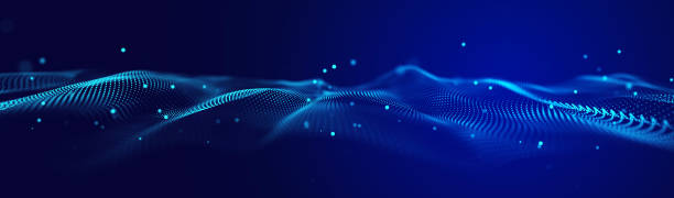 istock Futuristic wave of musical particles. Stream of running data. 3D rendering 2161633088