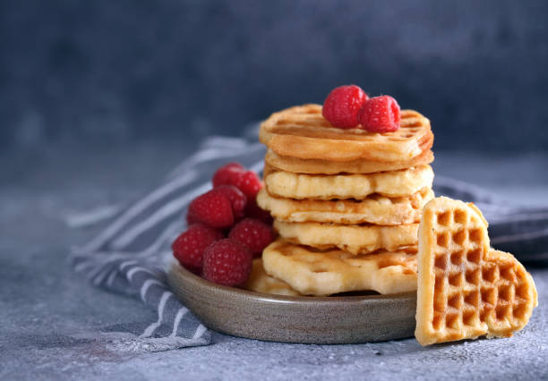 istock waffles with fresh berries for breakfast and dessert 2161639315